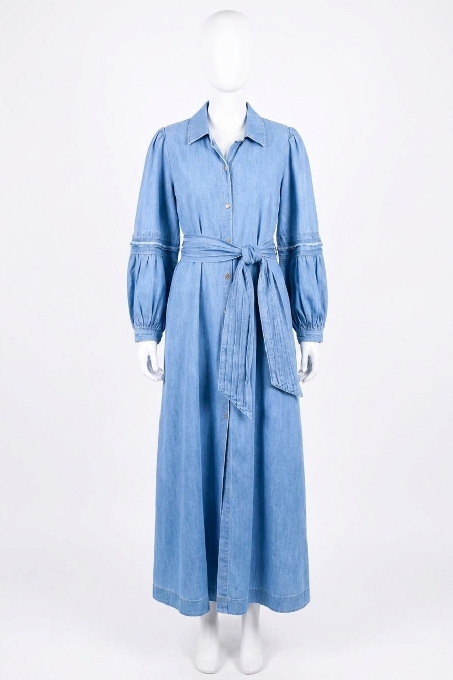 NEW EMILY MCCARTHY oxford maxi dress in denim
